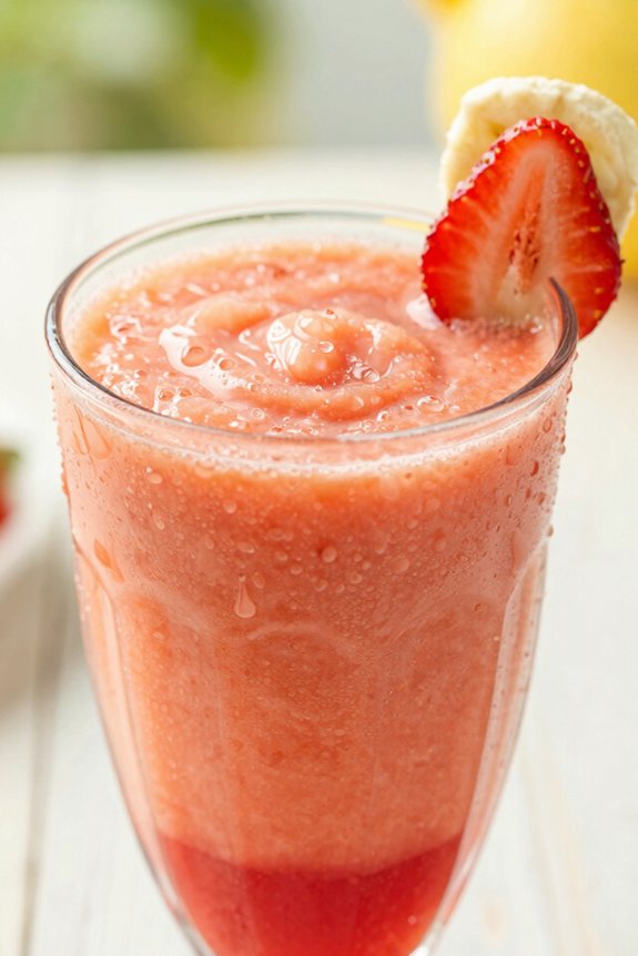 blend bananas strawberries yogurt