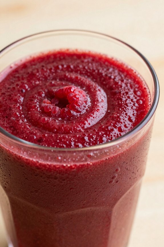 blend cranberry juice yogurt raspberries