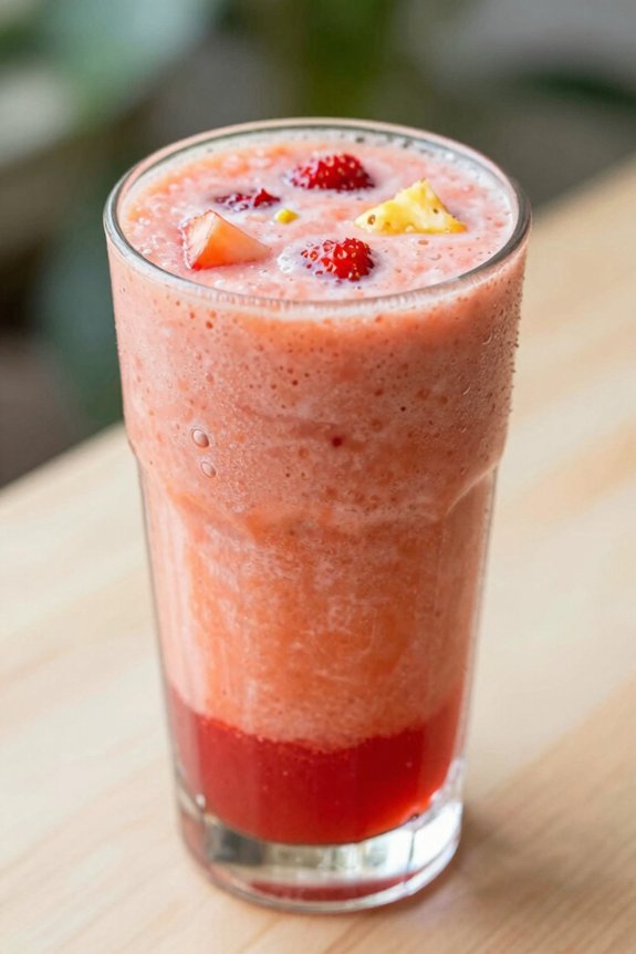 blend fruits with pineapple juice