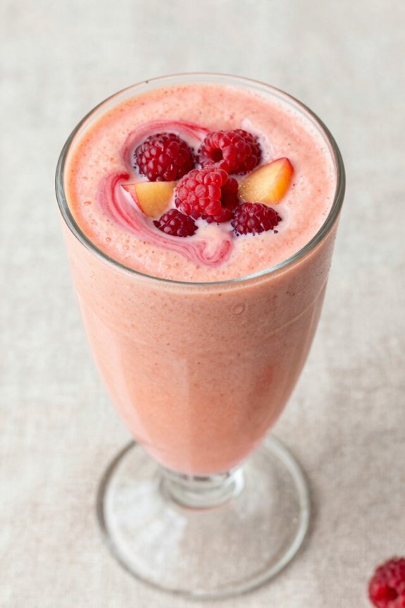 blend peaches and raspberries smoothly