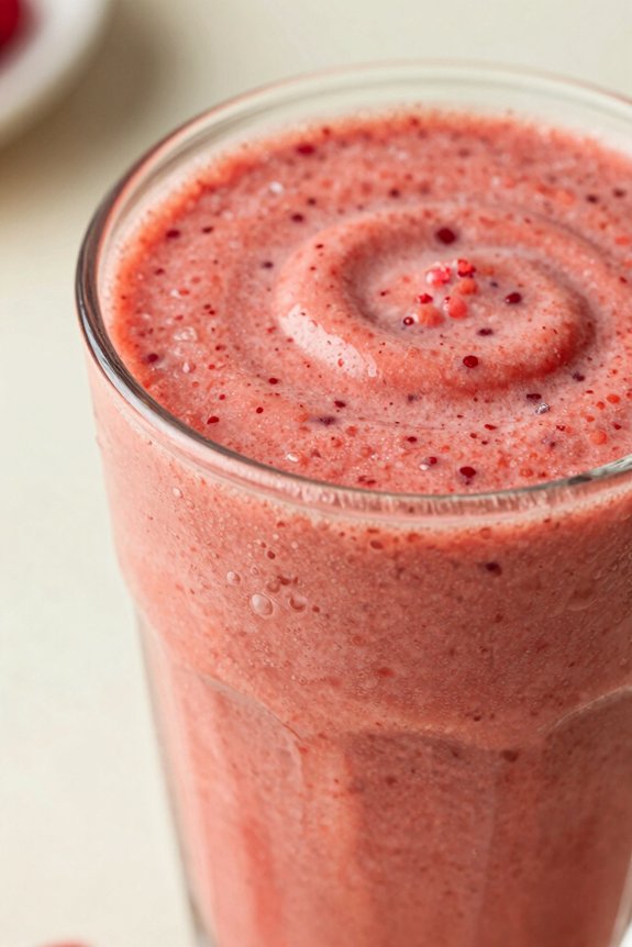 blend raspberries juice yogurt
