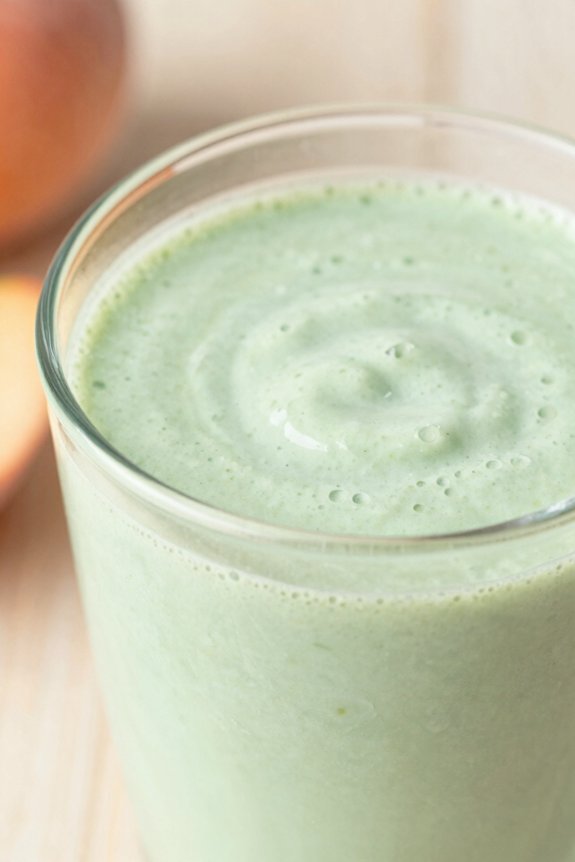 blend spinach and peaches