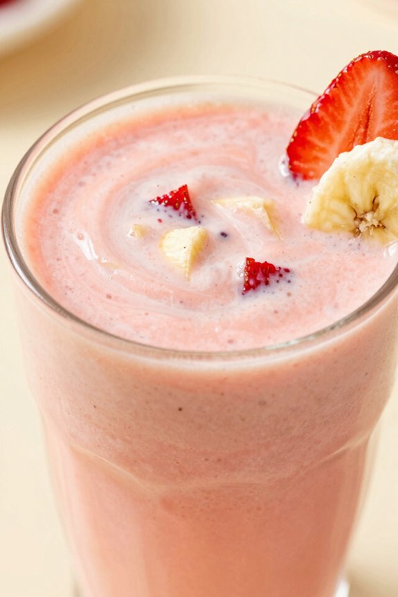 blend strawberries banana yogurt