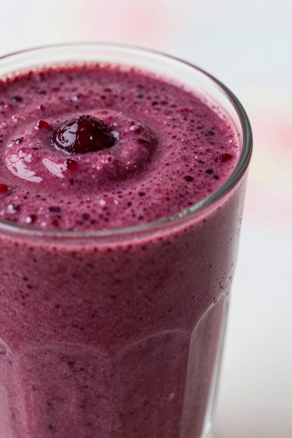 creamy berry smoothie preparation