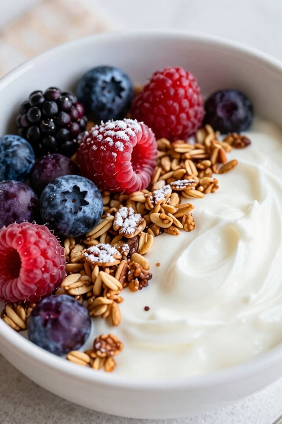 crunchy yogurt berry bowl