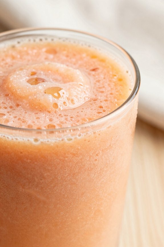 fizzy cantaloupe smoothie preparation