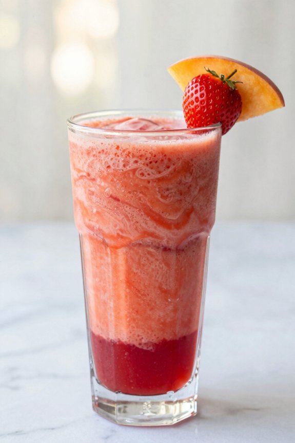frozen peach strawberry smoothie