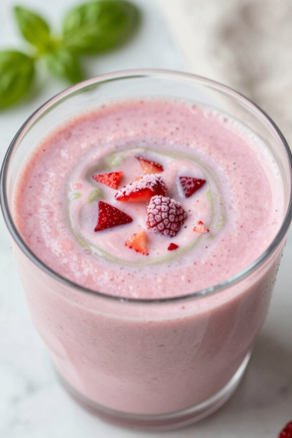 frozen strawberry basil smoothie