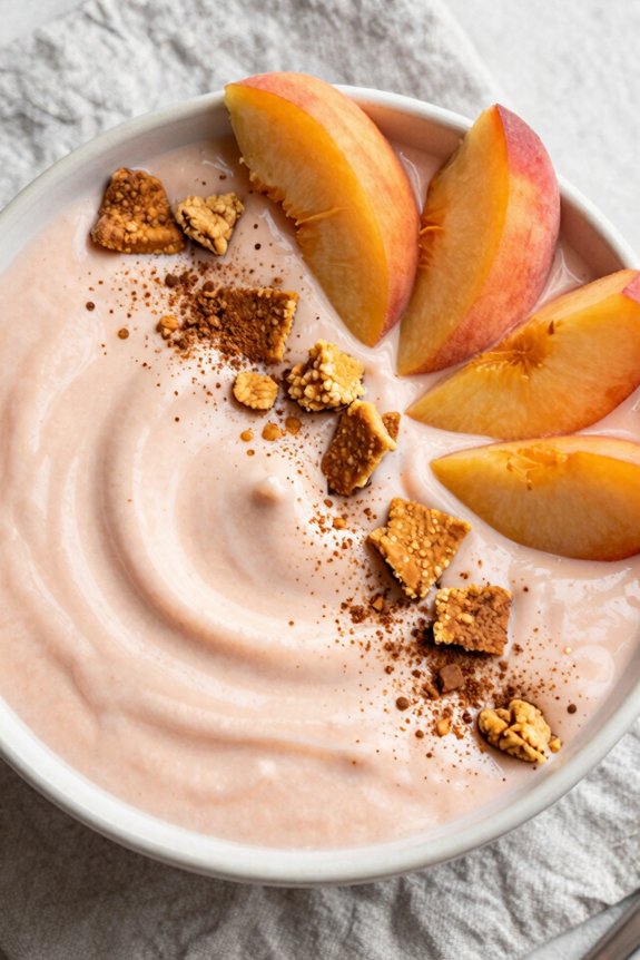 peach flavored creamy beverage