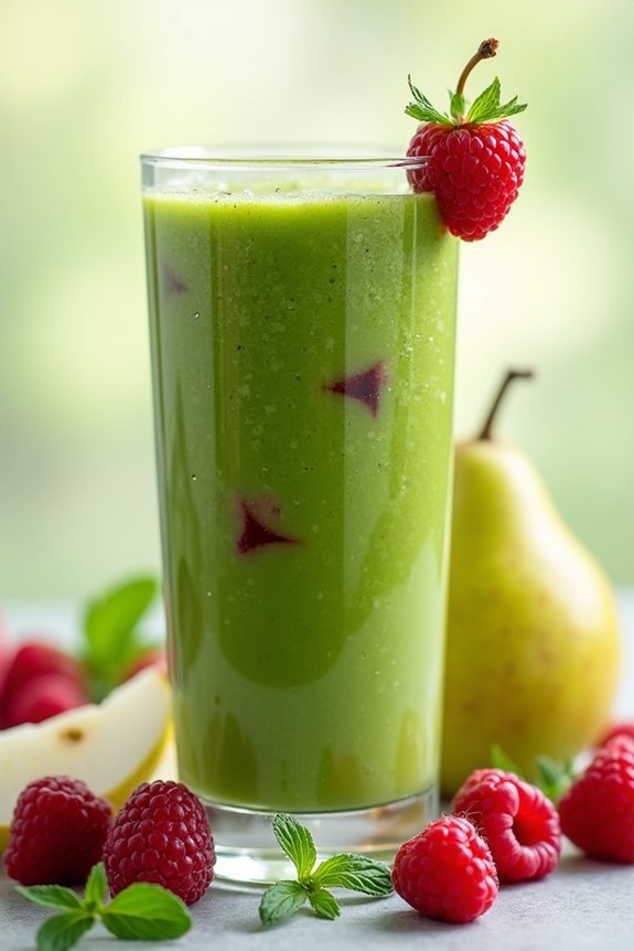 raspberry pear green smoothie ingredients