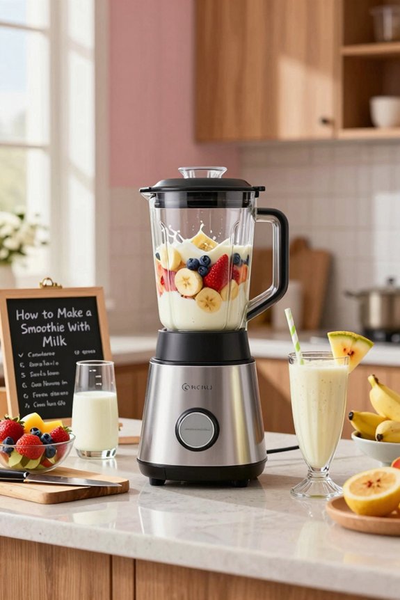 smoothie preparation with milk