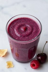 smoothie with raspberries and cherries